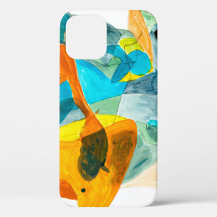 abstract schilderen op papier met levendige kleure iPhone 12 hoesje