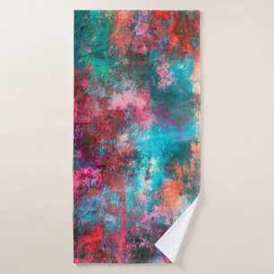 Abstract schilderen. Penseelstreken, verfvlekken. Badhanddoek