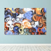 Abstract schilderen | Retro Colorful 7 Canvas Afdruk (Insitu (Houten vloer))