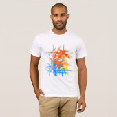 Abstract schilderen | Retro Oranje Geel Blauw T-shirt (Voorkant volledig)
