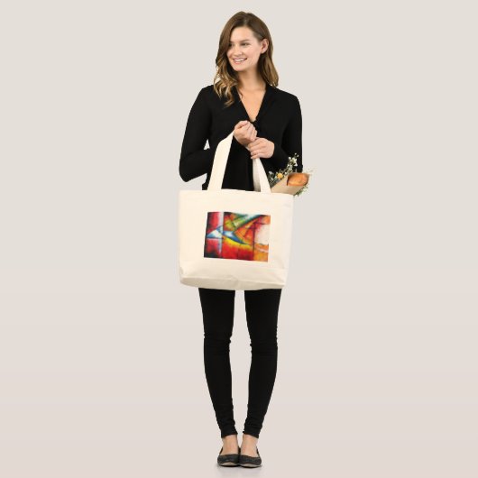 abstract schilderen rood geel groen blauw grote tote bag (Voorkant (model))