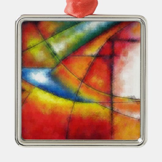 abstract schilderen rood geel groen blauw metalen ornament (Voorkant)