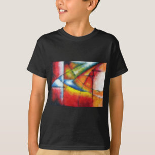 abstract schilderen rood geel groen blauw t-shirt