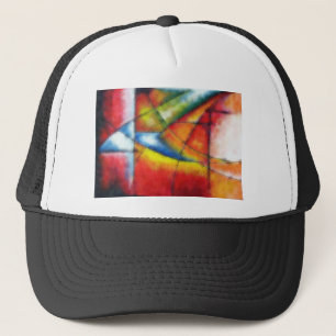 abstract schilderen rood geel groen blauw trucker pet
