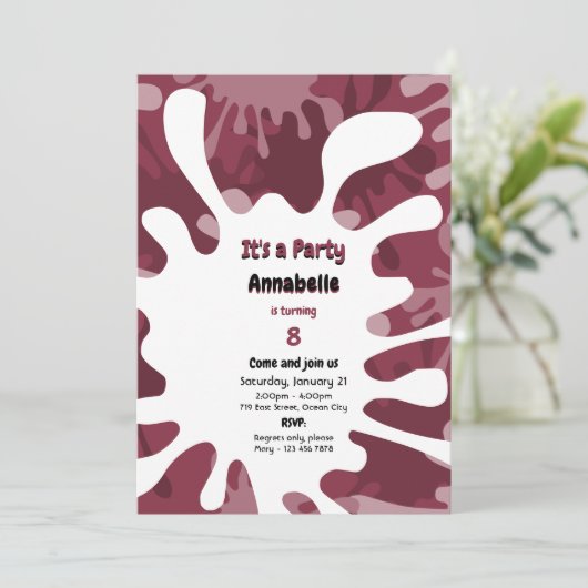 Abstract Schilderen Spatten Rood Kunst Verjaardags Kaart (Staand voorkant)