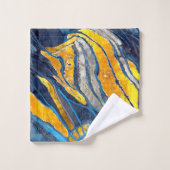 Abstract schilderen, strepen, goud, zilver, blauw bad handdoek (Wasdoekje)