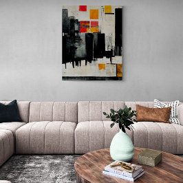 Abstract schilderen "The Battle Harbour". Canvas P Afdruk