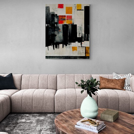 Abstract schilderen "The Battle Harbour". Canvas P Afdruk