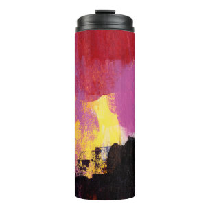Abstract schilderen. Trendy art style. Heldere kle Thermosbeker