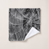 Abstract schilderen van een grijs wit kobweb op zw bad handdoek (Wasdoekje)