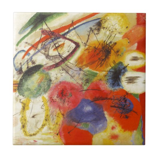 Abstract schilderen van Kandinsky Black Strokes Tegeltje (Voorkant)