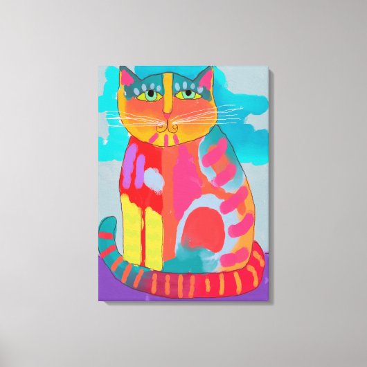 Abstract schilderen van  Kat Canvas Afdruk (Voorkant)