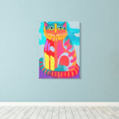 Abstract schilderen van  Kat Canvas Afdruk (Insitu (Houten vloer))
