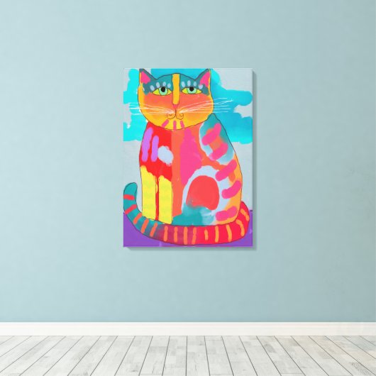 Abstract schilderen van  Kat Canvas Afdruk (Insitu (Houten vloer))