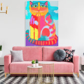Abstract schilderen van  Kat Canvas Afdruk (Insitu (Woonkamer))