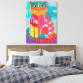 Abstract schilderen van  Kat Canvas Afdruk (Insitu (Slaapkamer))