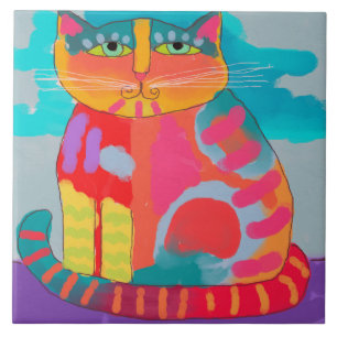 Abstract schilderen van  Kat Tegeltje