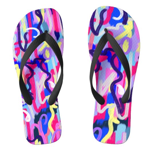 Abstract schilderen van vormen en kleuren teenslippers (Voetbed)