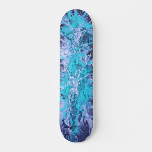 Abstract schilderij | blauwe splattergrunge skateboard (Voorkant)