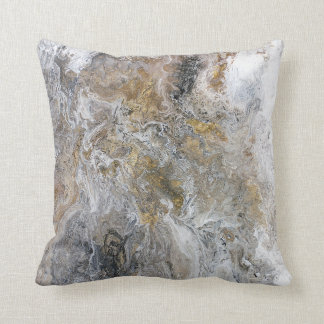 Abstract Schilderij Grijs Zwart Goud Wit Kunstwerk Kussen
