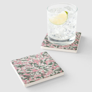 Abstract schilderij in roze en groen stenen onderzetter