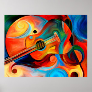 Abstract schilderij over muziek en ritten poster