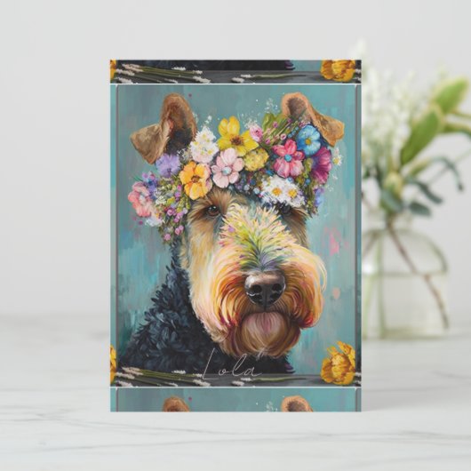 Abstract schilderij van Airedale Terrier Feestdagenkaart (Staand voorkant)