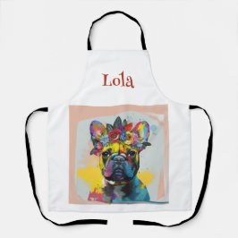Abstract schilderij van floral French Bulldog Schort