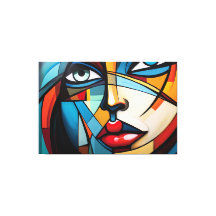 Abstract schilderij van het gezicht van een vrouw