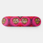 Abstract schilderij van roze en goud skateboard (Horizontaal)