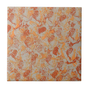 Abstract schilderij van sinaasappel op grijs trive tegeltje