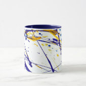 Abstract schilderplaatje in blauw en goud mok (Midden)