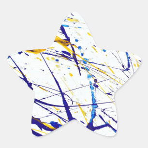 Abstract schilderplaatje in blauw en goud ster sticker