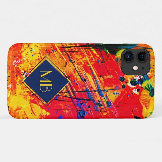 Abstract schilderrijk gekleurd plashmonogram Case-Mate iPhone case (Achterkant (horizontaal))