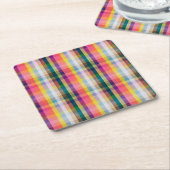 Abstract Schotse speldenschaal Vierkante Kartonnen Onderzetter (Schuin)