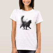 Abstract Scribble Cat Art Women's White T-Shirt  (Devant)