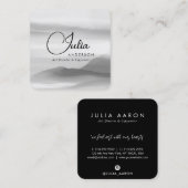 Abstract script voor chic Black en White Waterverf Vierkante Visitekaartje (Voorkant / Achterkant)