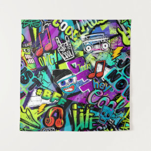 Abstract seamless cartoon pattern. Repeated with M Wandkleed