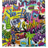 Abstract seamless comics pattern with palm tree, h douchegordijn (Voorkant)