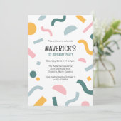 Abstract shapes baby first birthday invitation (Debout devant)