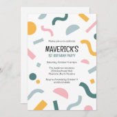 Abstract shapes baby first birthday invitation (Devant / Derrière)