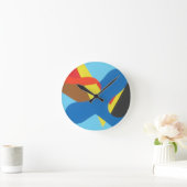Abstract Shapes on Blue Round Clock Ronde Klok (Huis)