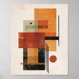 Abstract Shapes – Textured Retro Colors Wall Art Poster