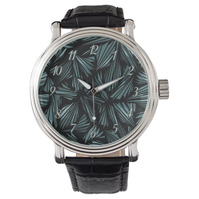 Abstract Shattered Glass Blue Pattern Horloge (Voorkant)