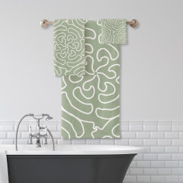 Abstract siergroen patroon bad handdoek
