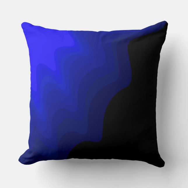 Abstract Sierkussen met zwarte en blauwe golven (Voorkant)