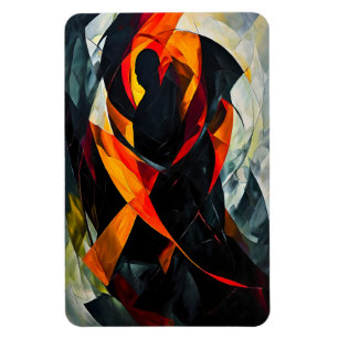 Abstract silhouet in vurige rode en zwarte kunst magneet