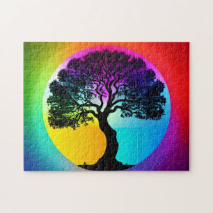 Abstract Silhouet Regenboog Stropdas Die Legpuzzel
