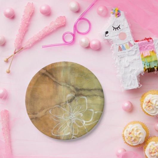 Abstract Silhouette schilderen op Tan-achtergrond Papieren Bordje (Feest)