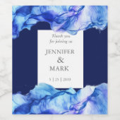 Abstract Silk Blue bruiloft wijn label Etiket (Enkel label)